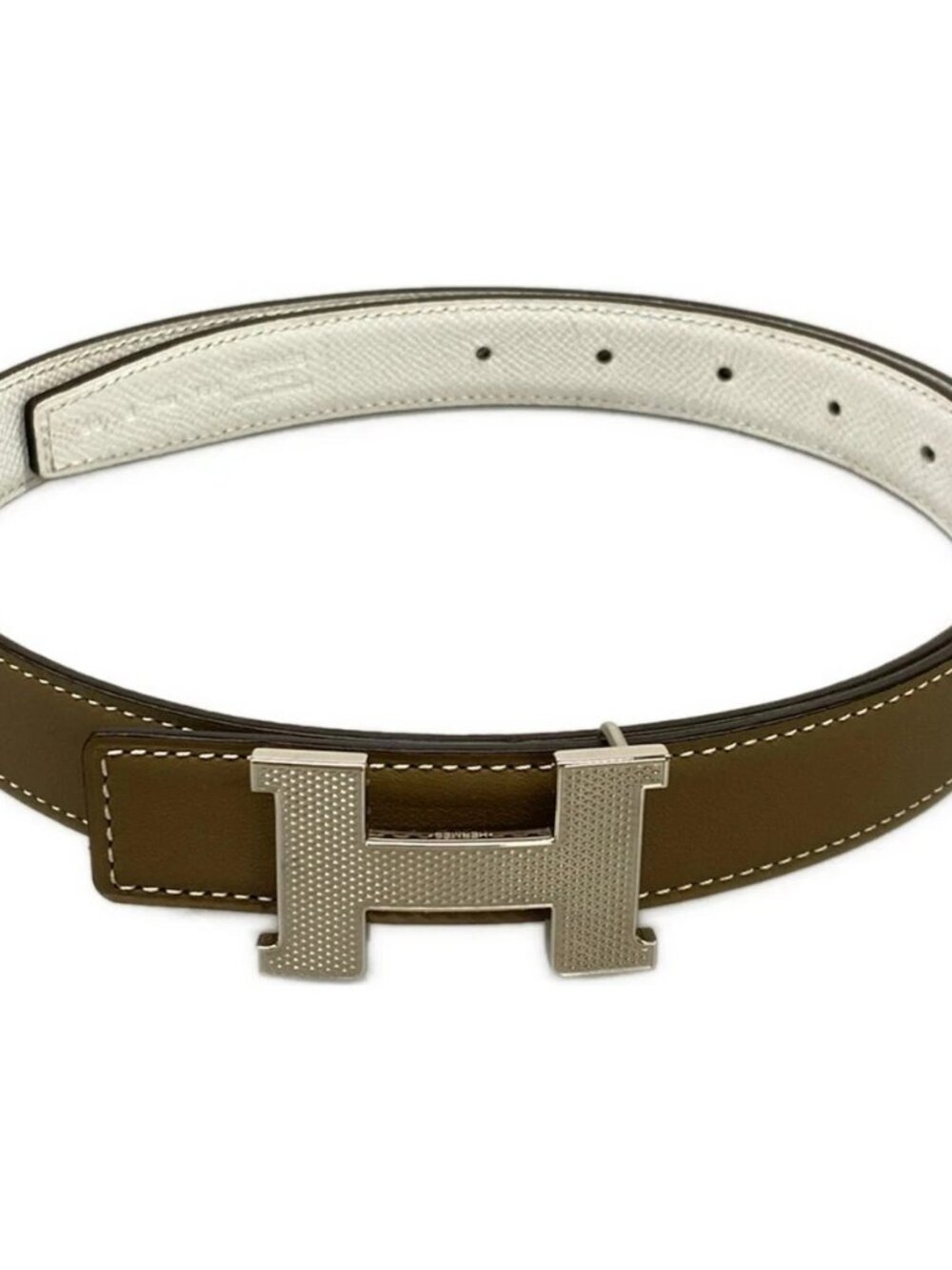 HERMES H belt/Constance Etoupe White Veau Swift Veau Epsom B Belt
